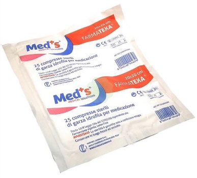 GARZA COMPRESSA MEDS FARMATEXA IDROFILA 12/8 20X20CM 25 PEZZI - Farmaunclick.it
