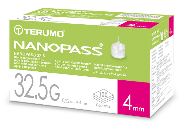 AGO PER PENNA DA INSULINA NANOPASS 32,5 GAUGE LUNGHEZZA 4 MM 100 PEZZI - Farmaunclick.it