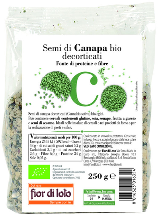 SEMI CANAPA DECORTICATA BIO 250 G - Farmaunclick.it
