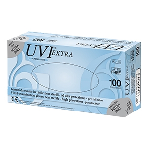 GUANTO IN CLORURO DI POLIVINILE SUPERFICIE LISCIA PRIVO DI TALCO 100 PEZZI ARTICOLO UVIPW 6 - Farmaunclick.it
