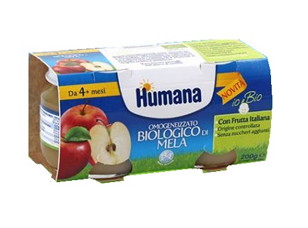 HUMANA OMOGENEIZZATO MELA BIO 2 VASETTI 100G - Farmaunclick.it