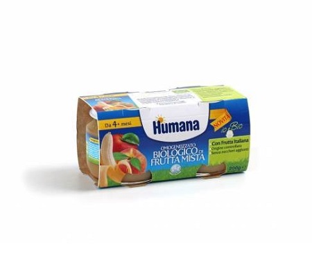 HUMANA OMOGENEIZZATO FRUTTA MISTA BIO 2 VASETTI 100 G - Farmaunclick.it