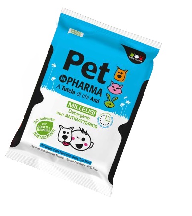 PET IN PHARMA SALVIETTE UMIDIFICATE IGIENIZZANTI CON ANTIBATTERICO PER ADULTI E BAMBINI 20 PEZZI - Farmaunclick.it