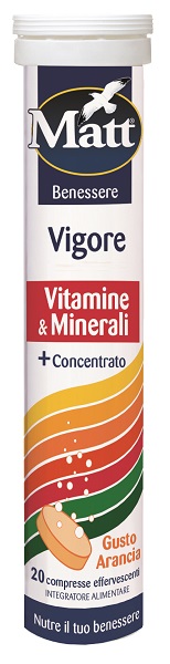 MATT BENESSERE VIGORE VITAMINE & MINERALI 20 COMPRESSE EFFERVESCENTI GUSTO ARANCIA - Farmaunclick.it