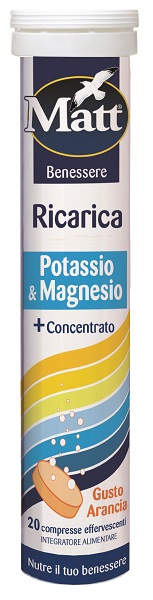 MATT BENESSERE RICARICA POTASSIO & MAGNESIO 20 COMPRESSE EFFERVESCENTI GUSTO ARANCIA - Farmaunclick.it