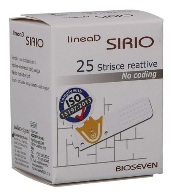 STRISCE MISURAZIONE GLICEMIA LINEA D SIRIO 25 PEZZI - Farmaunclick.it