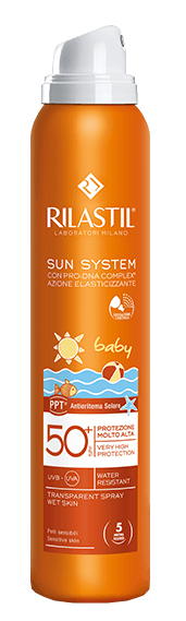 RILASTIL SUN SYSTEM BABY PPT SPF 50+ TRANSPARENT SPRAY WET SKIN 200 ML - Farmaunclick.it