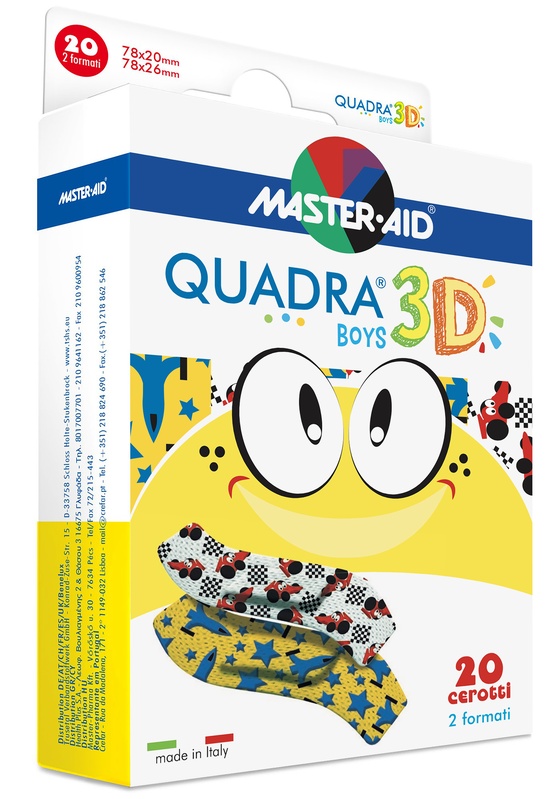 CEROTTO MASTER-AID QUADRA 3D BOYS 20 PEZZI ASSORTITI - Farmaunclick.it