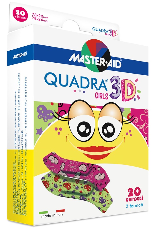 CEROTTO MASTER-AID QUADRA 3D GIRLS 20 PEZZI ASSORTITI - Farmaunclick.it