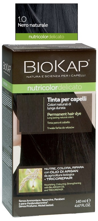 BIOKAP NUTRICOLOR DELICATO 1,0 NERO NATURALE TINTA TUBO + FLACONE - Farmaunclick.it