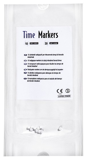 MARCATORE RADIOPACO IN GRANULI A BASE DI POLIPROPILENE FOOD GRADE E BARIO SOLFATO FU TIME-MARKERS PER RILEVAMENTO TEMPO DI TRANSITO INTESTINALE BUSTA DA 10 CILINDRETTI 20 PEZZI - Farmaunclick.it