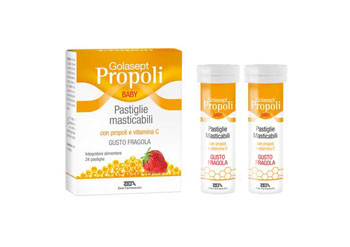 GOLASEPT PROPOLI BABY 24 COMPRESSE MASTICABILI FRAGOLA - Farmaunclick.it