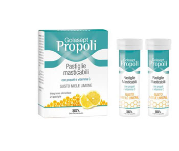GOLASEPT PROPOLI 24 COMPRESSE MASTICABILI MIELE LIMONE - Farmaunclick.it
