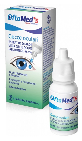 OFTAMED'S GOCCE OCULARI OCCHI DISIDRATATI E STRESSATI ESTRATTO ALOE VERA GEL E ACIDO IALURONICO 0,3% 10 ML - Farmaunclick.it