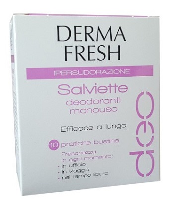 DERMAFRESH IPERSUDORAZIONE 10 SALVIETTINE DEODORANTI - Farmaunclick.it