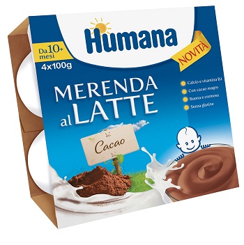 HUMANA MERENDA AL LATTE GUSTO CIOCCOLATO 100 G 4 PEZZI - Farmaunclick.it