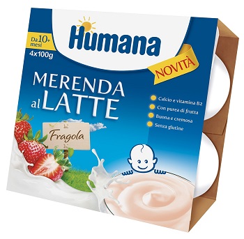 HUMANA MERENDA AL LATTE GUSTO FRAGOLA 100 G 4 PEZZI - Farmaunclick.it