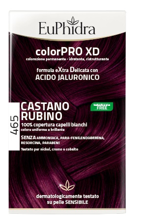 EUPHIDRA COLORPRO XD 465 CAST RUBINO GEL COLORANTE CAPELLI IN FLACONE + ATTIVANTE + BALSAMO + GUANTI - Farmaunclick.it