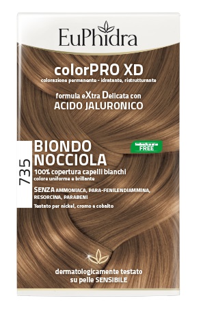 EUPHIDRA COLORPRO XD 735 BIONDO NOCCIOLA GEL COLORANTE CAPELLI IN FLACONE + ATTIVANTE + BALSAMO + GUANTI - Farmaunclick.it
