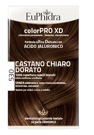 EUPHIDRA COLORPRO XD 530 CASTANO CHIARO DORATO GEL COLORANTE CAPELLI IN FLACONE + ATTIVANTE + BALSAMO + GUANTI - Farmaunclick.it