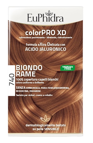 EUPHIDRA COLORPRO XD 740 BIONDO RAME GEL COLORANTE CAPELLI IN FLACONE + ATTIVANTE + BALSAMO + GUANTI - Farmaunclick.it