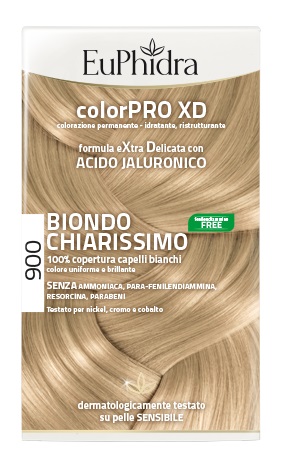 EUPHIDRA COLORPRO XD 900 BIONDO CHIARISSIMO GEL COLORANTE CAPELLI IN FLACONE + ATTIVANTE + BALSAMO + GUANTI - Farmaunclick.it