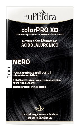 EUPHIDRA COLORPRO XD 100 NERO GEL COLORANTE CAPELLI IN FLACONE + ATTIVANTE + BALSAMO + GUANTI - Farmaunclick.it