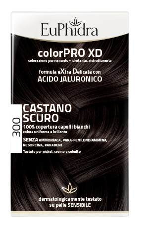 EUPHIDRA COLORPRO XD 300 CASTANO SCURO GEL COLORANTE CAPELLI IN FLACONE + ATTIVANTE + BALSAMO + GUANTI - Farmaunclick.it