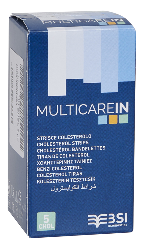 TEST COLESTEROLEMIA MULTICARE IN COLESTEROLO IN STRISCE CON ASPIRAZIONE CAPILLARE 5 PEZZI - Farmaunclick.it