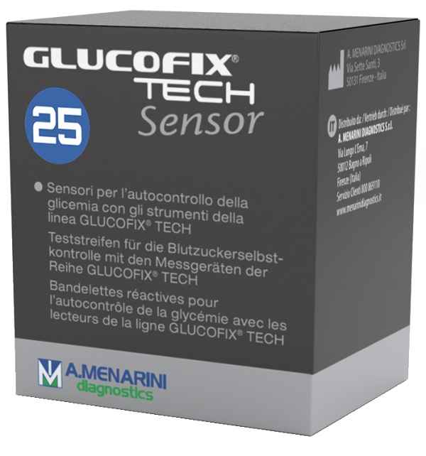 STRISCE MISURAZIONE GLICEMIA GLUCOFIX TECH SENSOR 25 PEZZI - Farmaunclick.it
