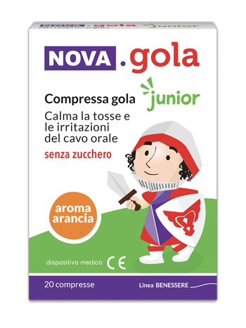 NOVA GOLA JUNIOR ARANCIA 20 COMPRESSE SENZA ZUCCHERO - Farmaunclick.it