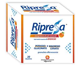 RIPRESA 30BUST 10G INTEGRATORE ALIMENTARE DI MAGNESIO E POTASSIO BUSTINE EFFERVESCENTI UTILE NEGLI STATI DI STANCHEZZA - Farmaunclick.it
