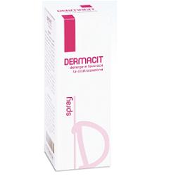 DERMACIT SPRAY FLACONE CILINDRICO IN PE BIANCO CON TASTO EROGATORE SPRAY IN PP BIANCO E CAPPUCCIO SALVATASTO TRASPARENTE,DISPOSITIVO MEDICO 1 PZ - Farmaunclick.it