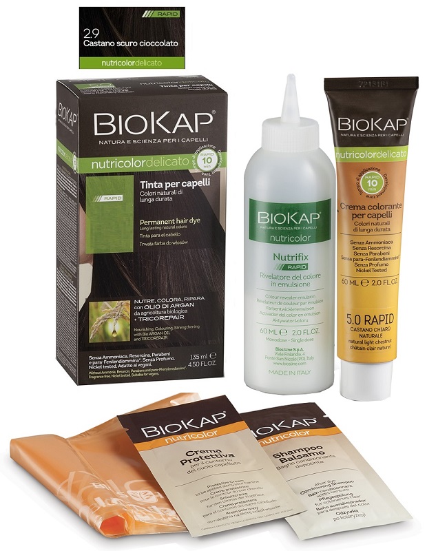 BIOS LINE  BIOKAP NUTRICOLOR DELICATO RAPID TINTA 2,9 CASTANO SCURO CIOCCOLATO 135 ML - Farmaunclick.it