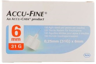 AGO PER PENNA DA INSULINA ACCU-FINE PEN NEEDLE ACCU-CHEK GAUGE 31 X 6MM 100 PEZZI - Farmaunclick.it