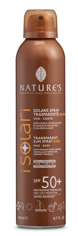NATURE'S I SOLARI SPRAY TRASPARENTE BAMBINI SPF50+ 200 ML - Farmaunclick.it