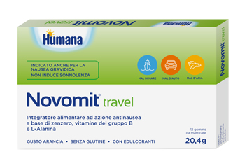 NOVOMIT TRAVEL 12 GOMME DA MASTICARE GUSTO ARANCIA - Farmaunclick.it