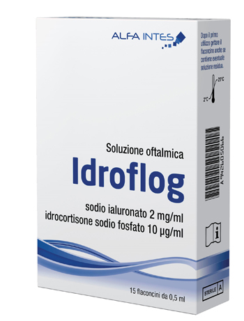 SOLUZIONE OFTALMICA IDROFLOG A BASE DI IALURONATO DI SODIO E IDROCORTISONE SODIO FOSFATO 15 FLACONCINI DA 0,5 ML - Farmaunclick.it