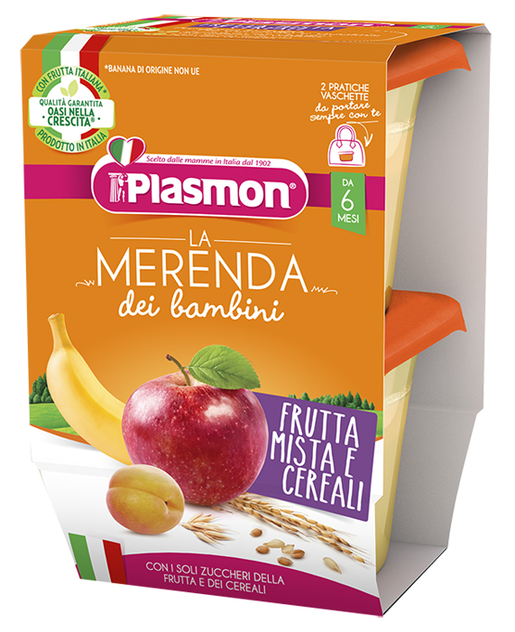 PLASMON LA MERENDA DEI BAMBINI MERENDE FRUTTA CEREALI ASETTICO 2 X 120 G - Farmaunclick.it