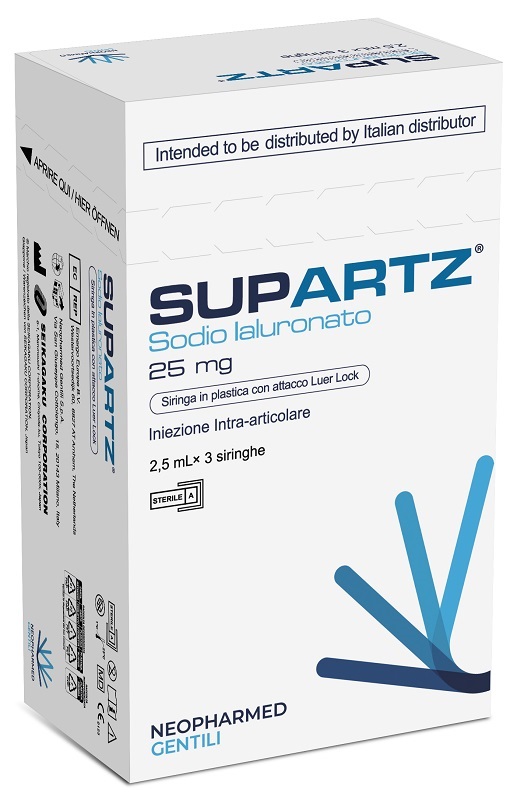 SIRINGA PRERIEMPITA INTRA-ARTICOLARE SUPARTZ ACIDO IALURONICO 25 MG 2,5 ML 3 PEZZI - Farmaunclick.it
