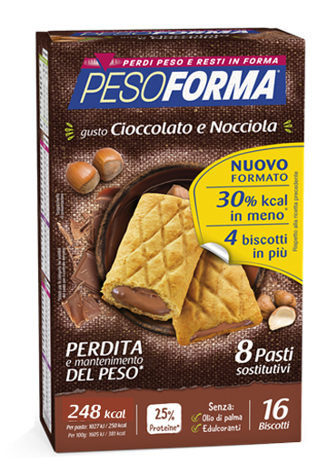 PESOFORMA BISCOTTO CIOCCOLATO NOCCIOLA 16 PEZZI 33 G - Farmaunclick.it