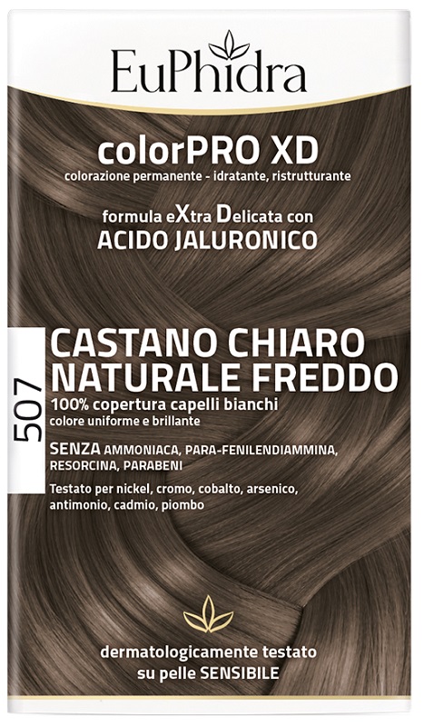 EUPHIDRA COLORPRO XD 507 CASTANO CHIARO NATURALE F COLORE + ATTIVANTE + BALSAMO + CUFFIA + GUANTI - Farmaunclick.it