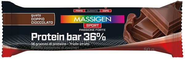 MASSIGEN SPORT PROTEIN BARRETTA 36% DOPPIO CIOCCOLATO 35 G - Farmaunclick.it