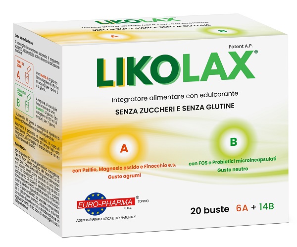 LIKOLAX 6 BUSTINE A 5 G GUSTO AGRUMI + 14 BUSTINE B 3 G GUSTO NEUTRO SENZA GLUTINE - Farmaunclick.it