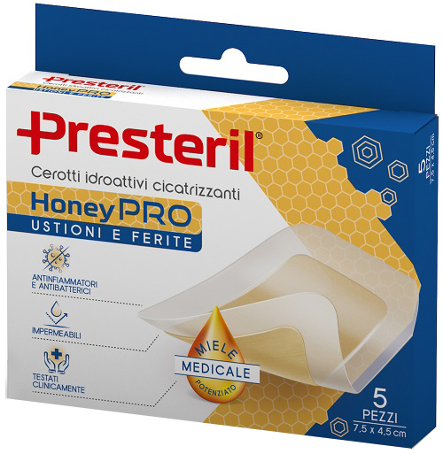 CEROTTO IDROATTIVO CICATRIZZANTE PRESTERIL HONEYPRO 5X7 CM 5 PEZZI - Farmaunclick.it