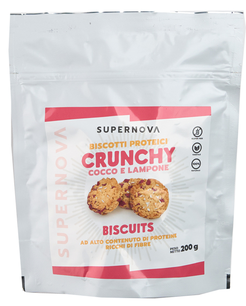 SUPERNOVA CRUNCHY BISCUITS LAMPONE E COCCO 200 G - Farmaunclick.it