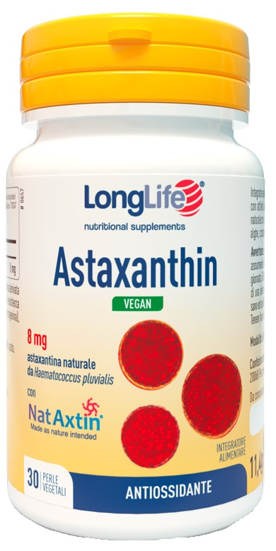 LONGLIFE ASTAXANTHIN VEGAN 8 MG 30 PERLE VEGETALI SENZA GLUTINE - Farmaunclick.it