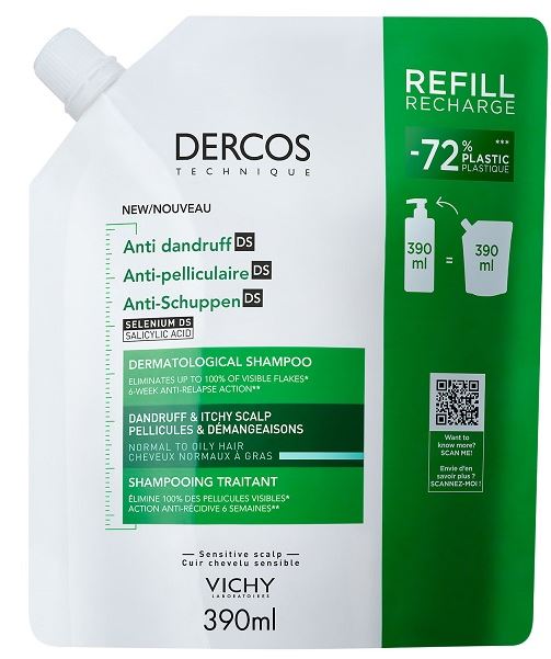 DERCOS TECHNIQUE SHAMPOO ANTIFORFORA DS GRASSI REFILL 390 ML - Farmaunclick.it