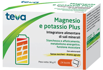 MAGNESIO POTASSIO PLUS TEVA 24 BUSTINE SENZA ZUCCHERI AROMA AGRUMI - Farmaunclick.it