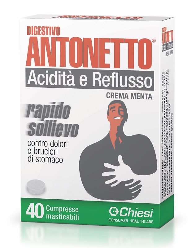 DIGESTIVO ANTONETTO ACIDITA' E REFLUSSO CREMA ALLA MENTA 40 COMPRESSE MASTICABILI - Farmaunclick.it